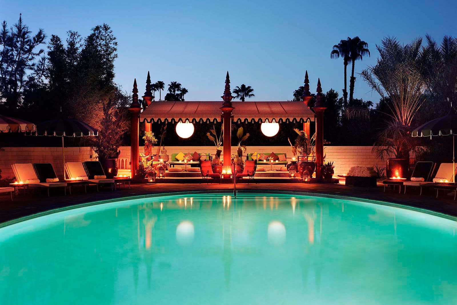 Parker Palm Springs Pool at Night